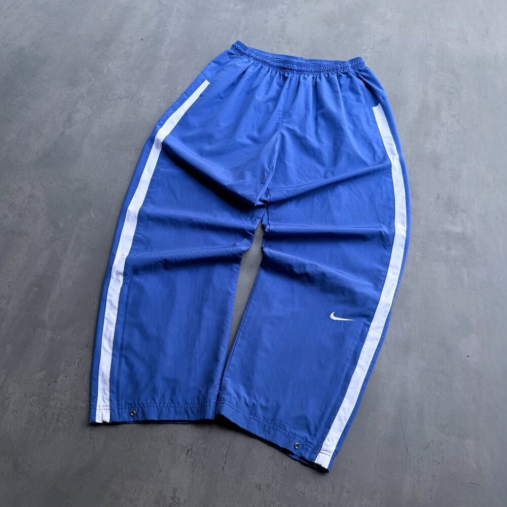 VTG Nike Pants Mens XL Blue Baggy Windbreaker Track Drawstring Jogger Gym Y2K